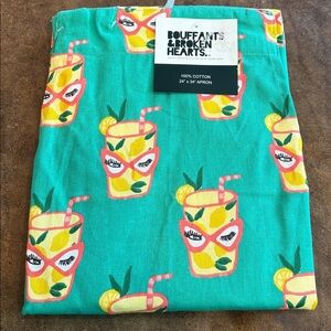 Bouffants & Broken Hearts Kendra Dandy Cotton bib Apron Teal Yellow Lemonade new